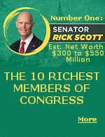 Senator Rick Scott is the richest member of Congress thanks to his tenure building the Columbia/HCA hospital empire. Though he left amid legal controversy, he exited with $300 million in stock and severance. He famously spent $63 million of his own money on his first election. Since then, his investments have only grown. Now serving his second term in the Senate, Scott's wealth is estimated between $300 million and $550 million.